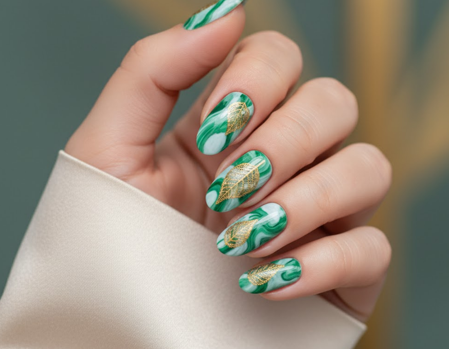 green marble nails
