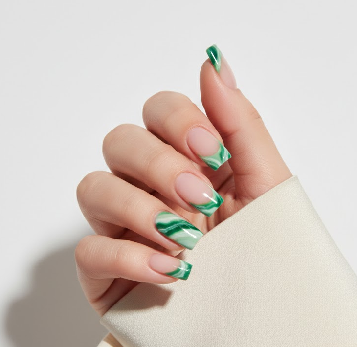 green marble nails