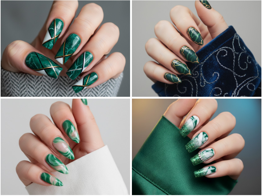 20 Green Marble Nail Designs for the Choosy Queen