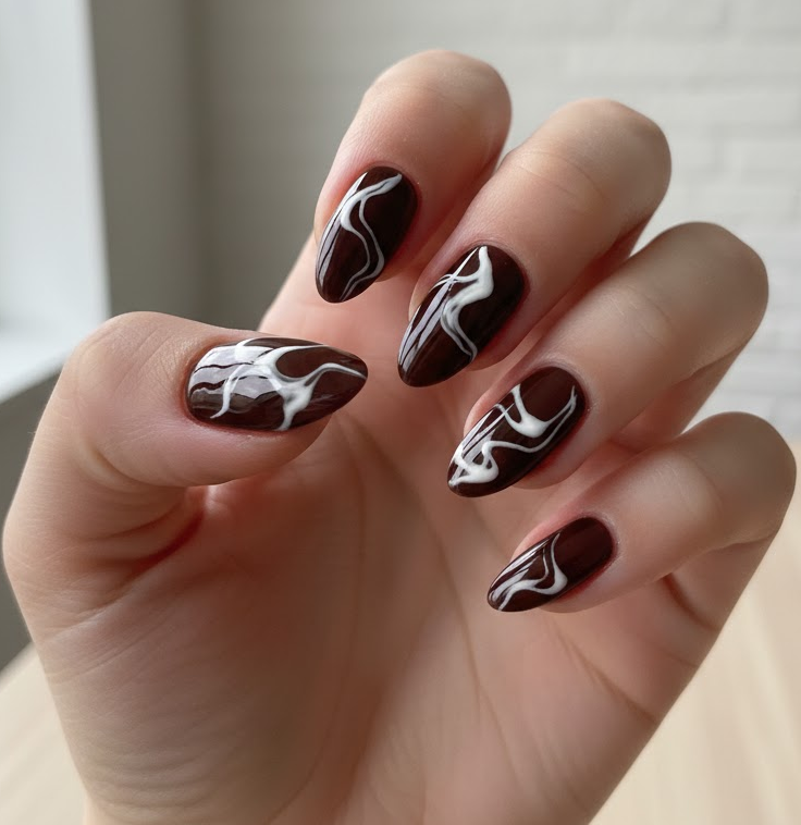 brown marble nails