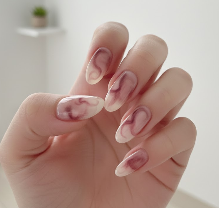 brown marble nails