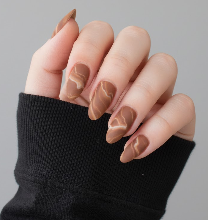 brown marble nails