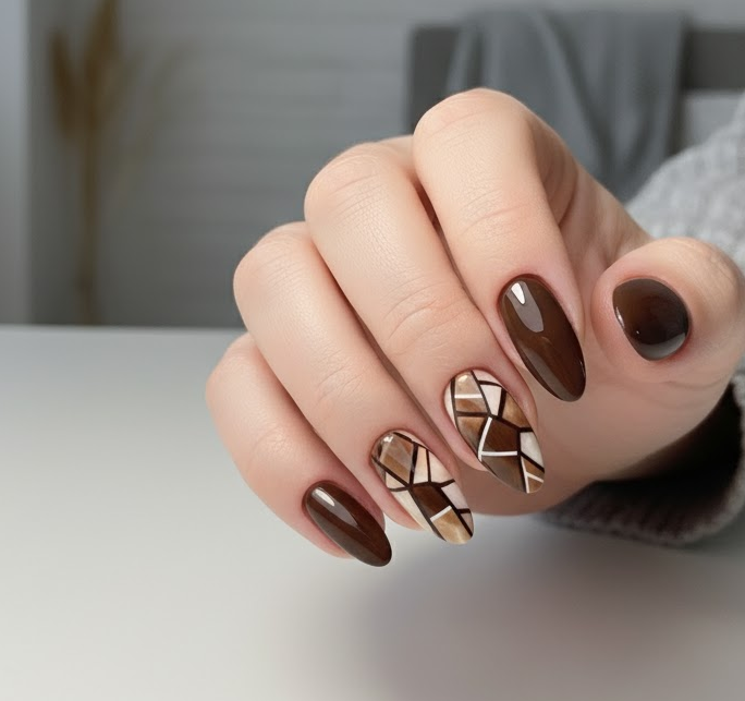 brown marble nails