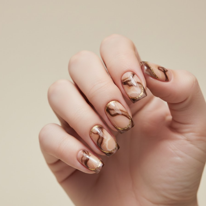 brown marble nails
