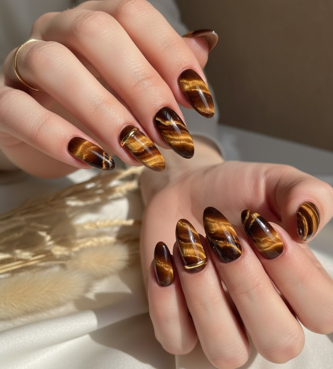 brown marble nails