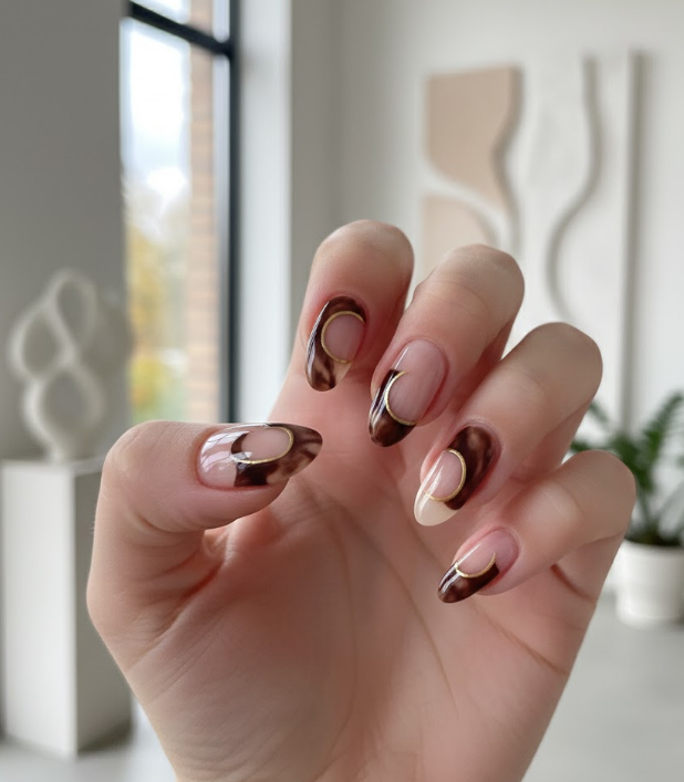 brown marble nails