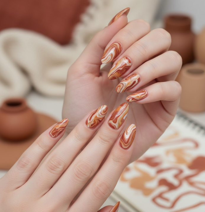 brown marble nails