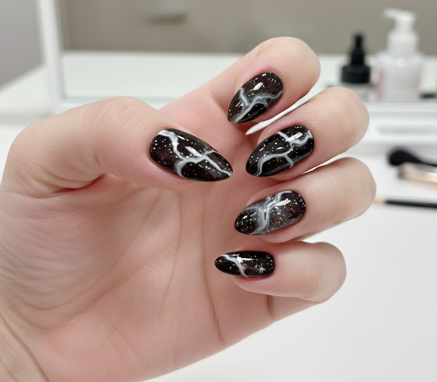 brown marble nails
