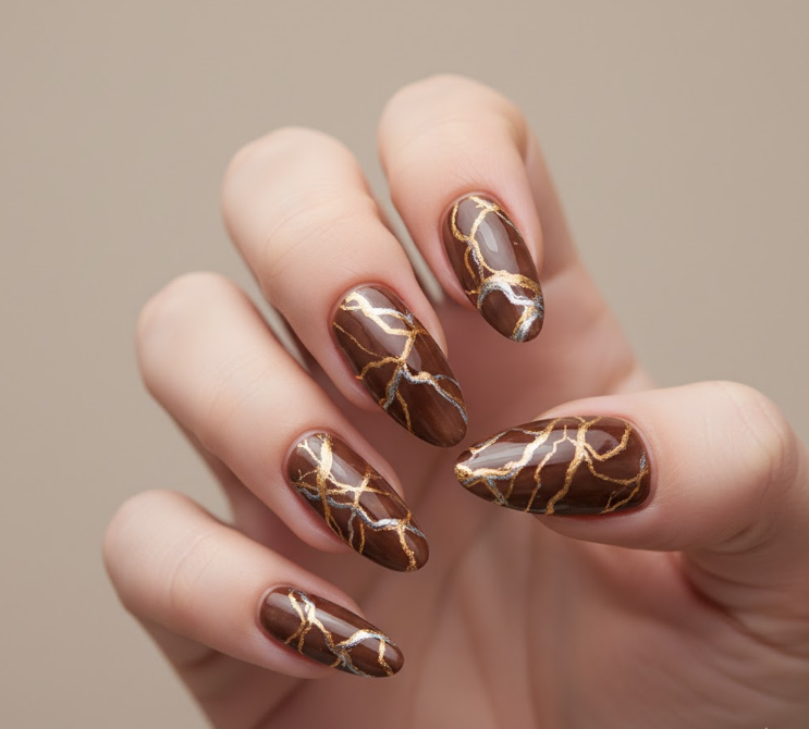 brown marble nails