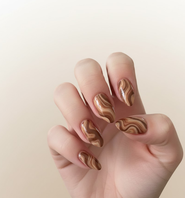 brown marble nails