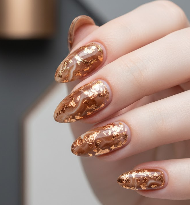 brown marble nails