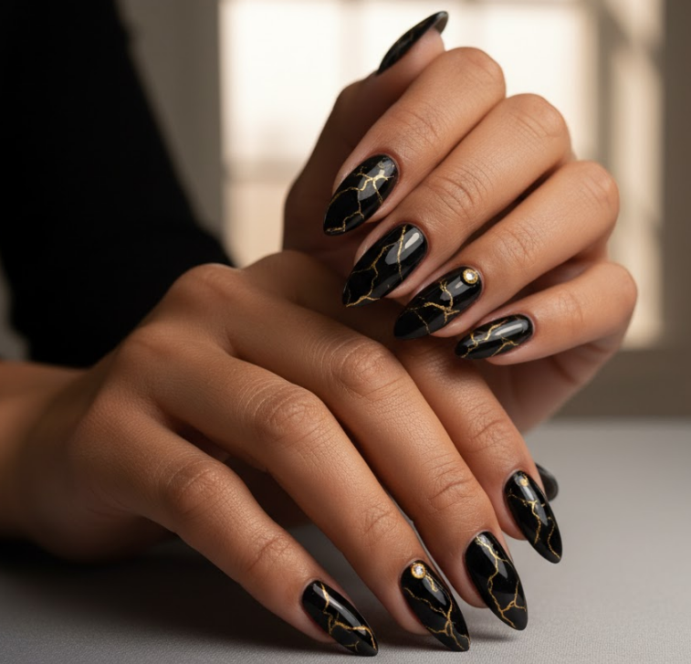 black marble nails