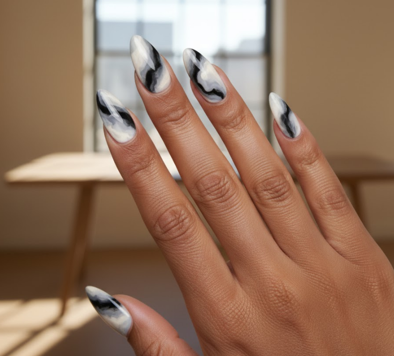 black marble nails