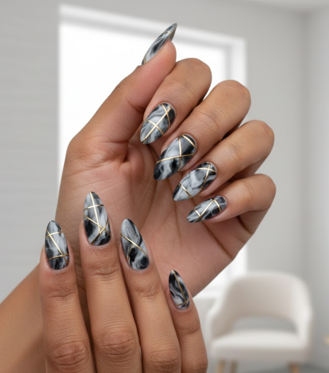 black marble nails