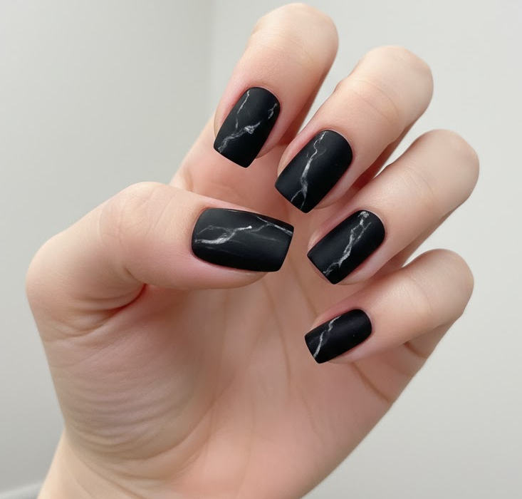 black marble nails