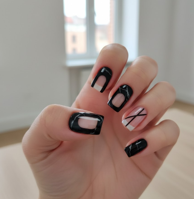 black marble nails