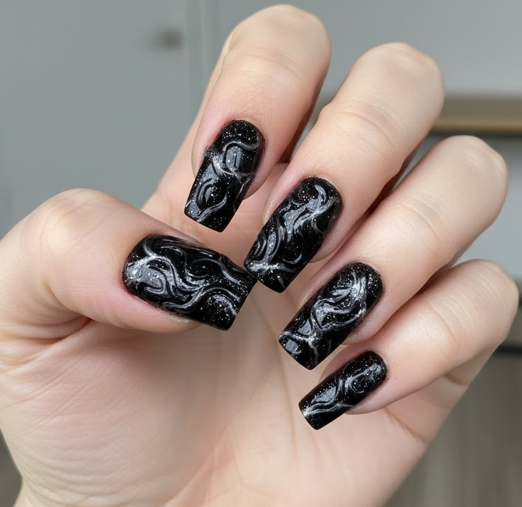 black marble nails