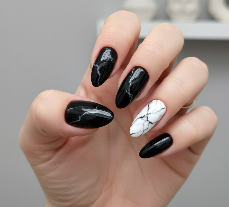 black marble nails