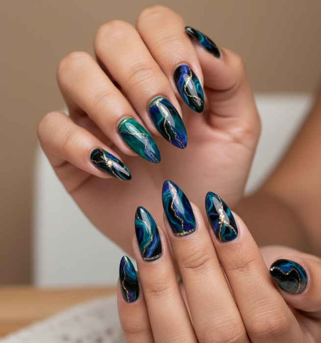 black marble nails