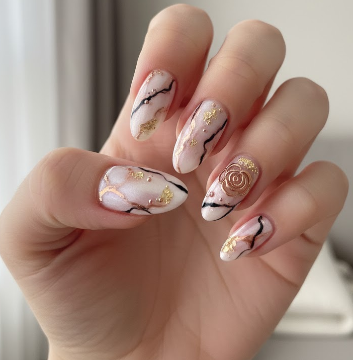 black marble nails