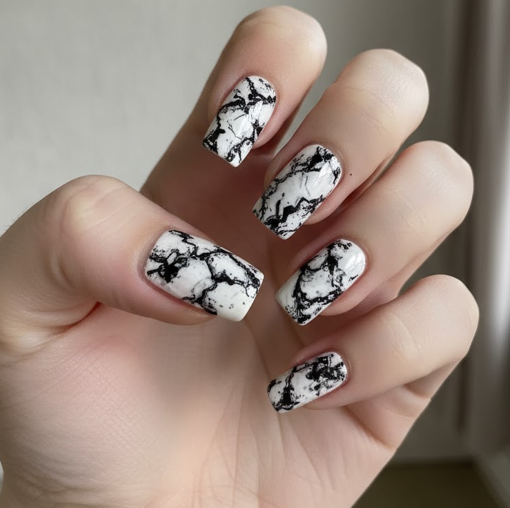black marble nails