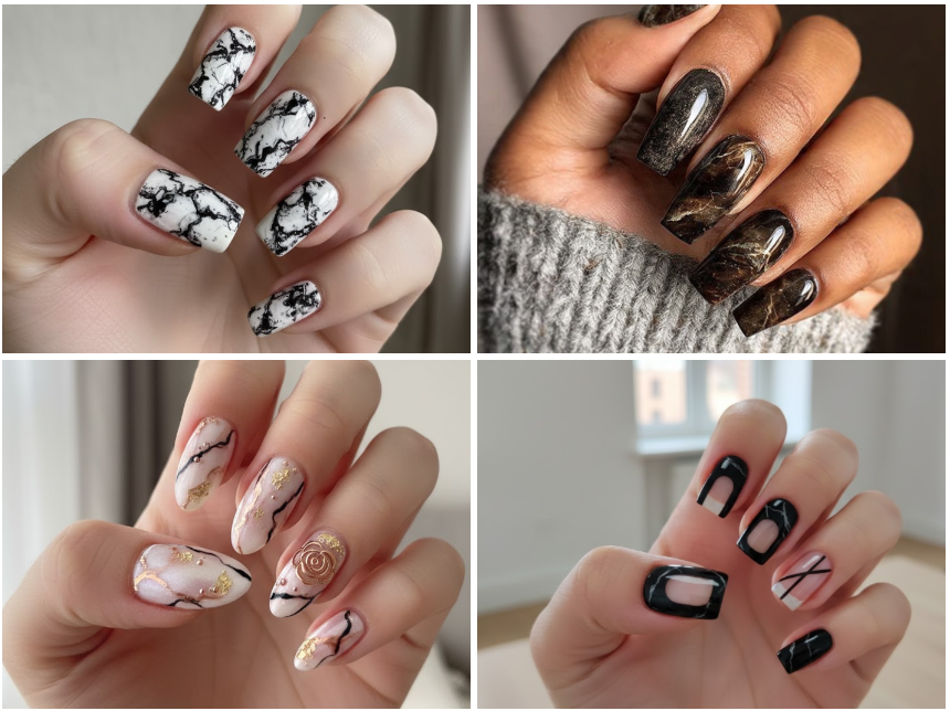 15 Chic Black Marble Nail Trends You Need to Try Now