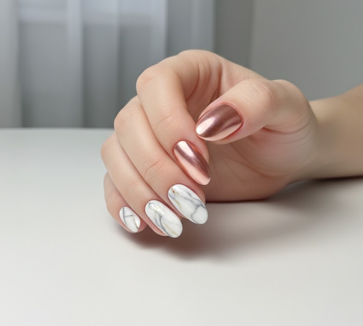 white marble nails