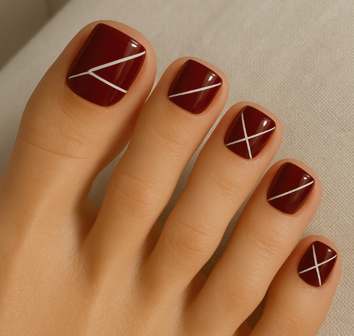 maroon toe nails