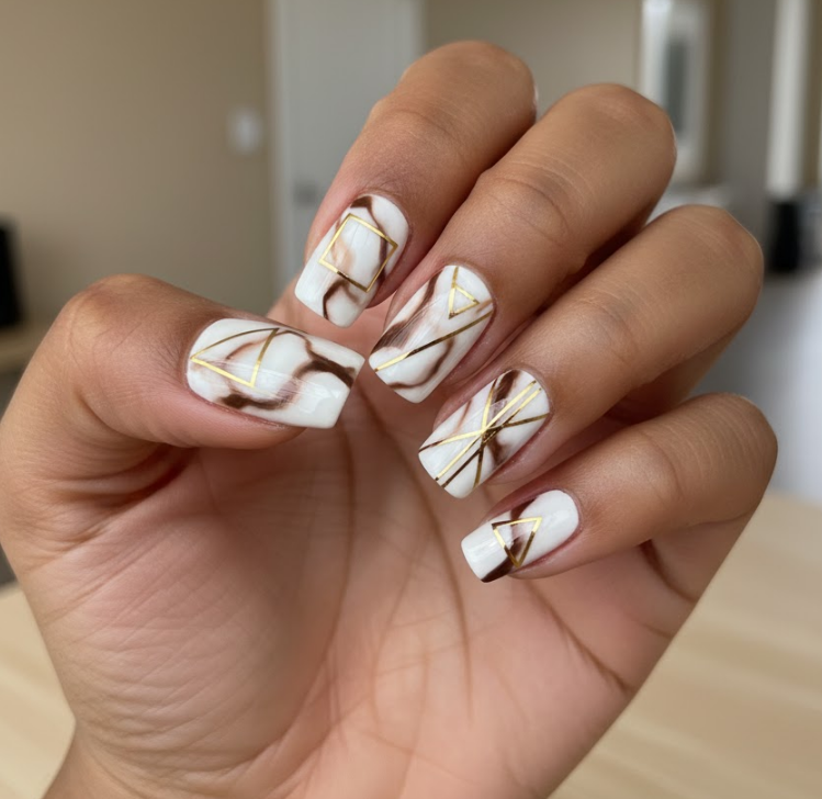 white marble nails