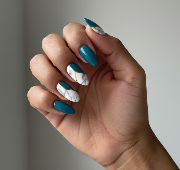 white marble nails