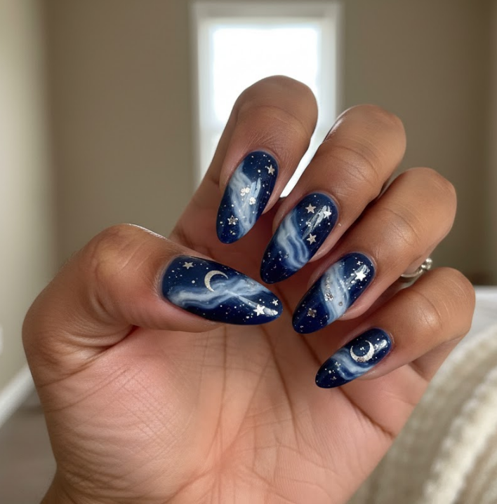 white marble nails