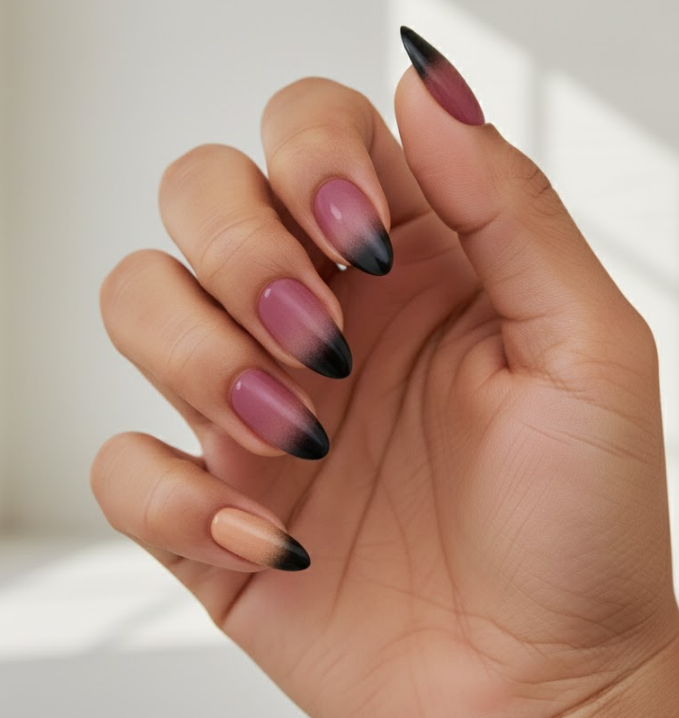 black ombre nails