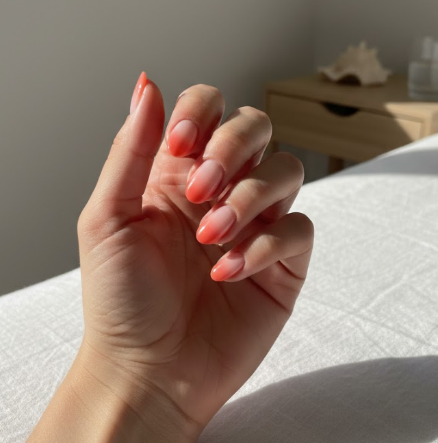 coral ombre nails