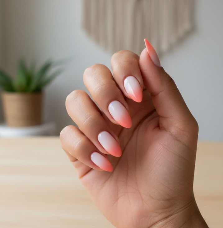 coral ombre nails