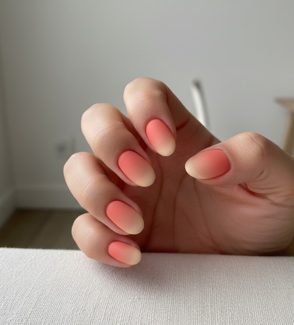 coral ombre nails