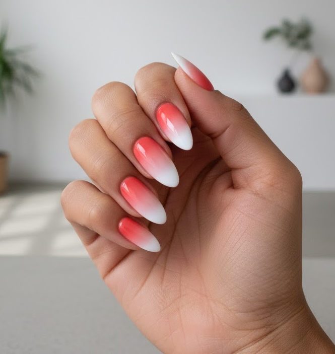 coral ombre nails