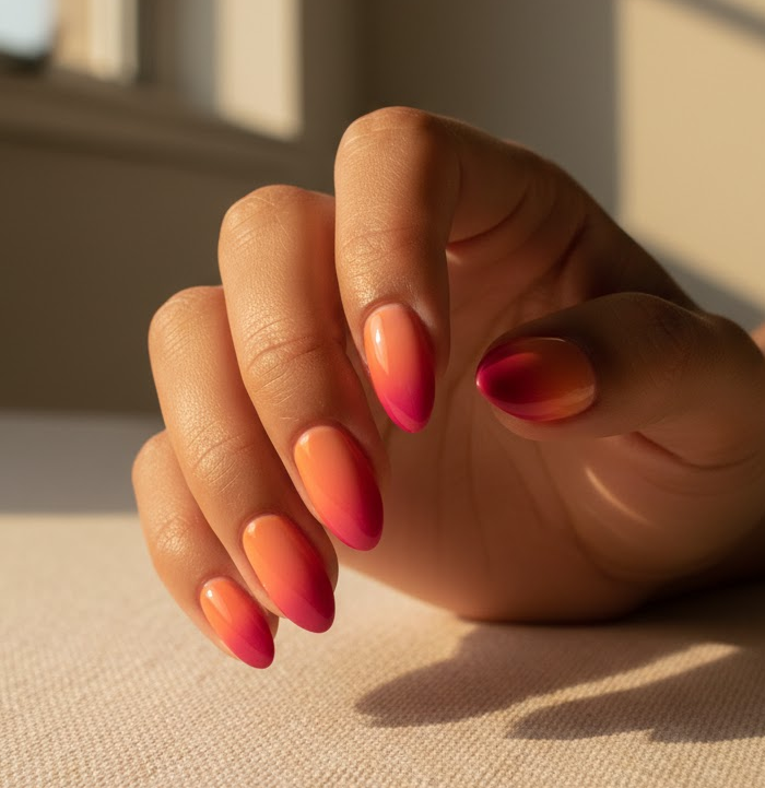 coral ombre nails