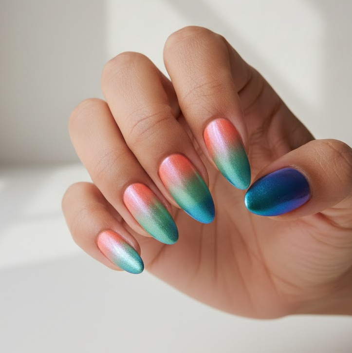 coral ombre nails
