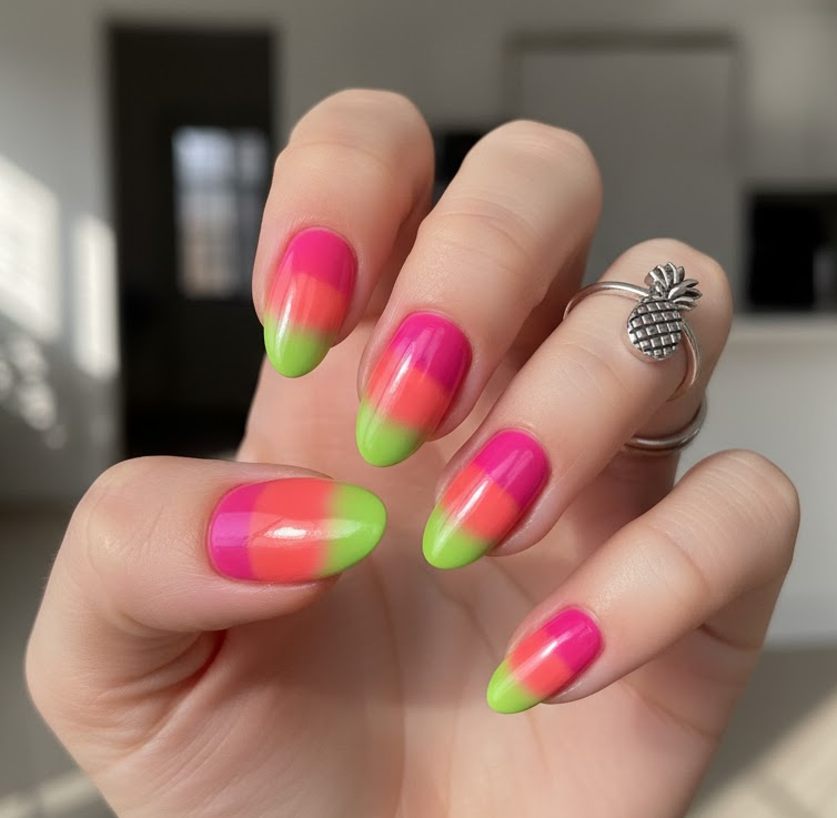 coral ombre nails
