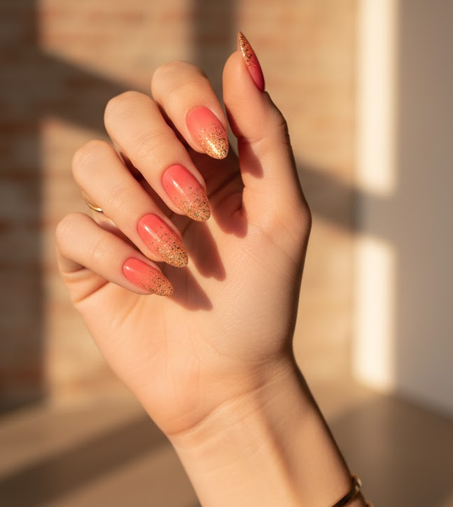 coral ombre nails