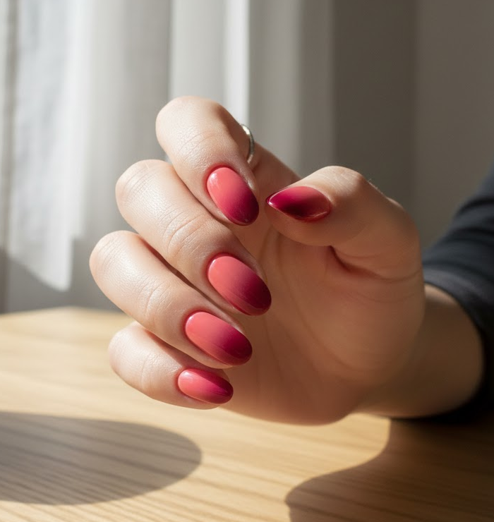 coral ombre nails