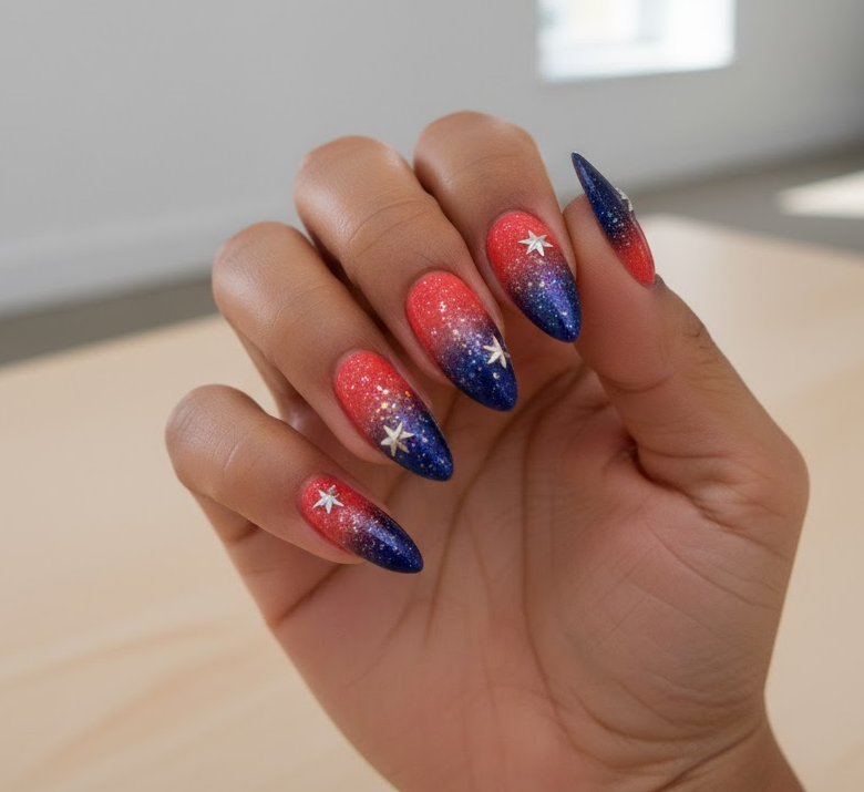 coral ombre nails