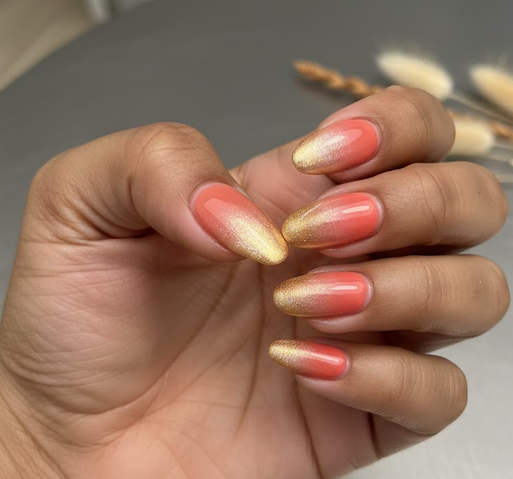 coral ombre nails