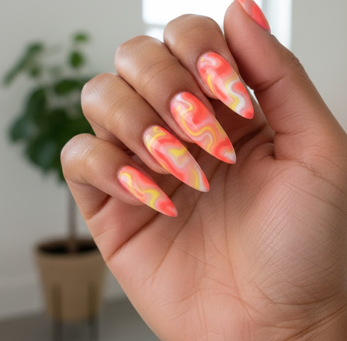 coral ombre nails