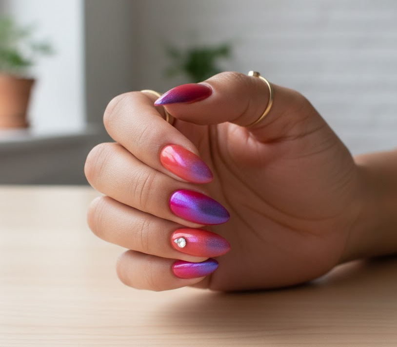 coral ombre nails