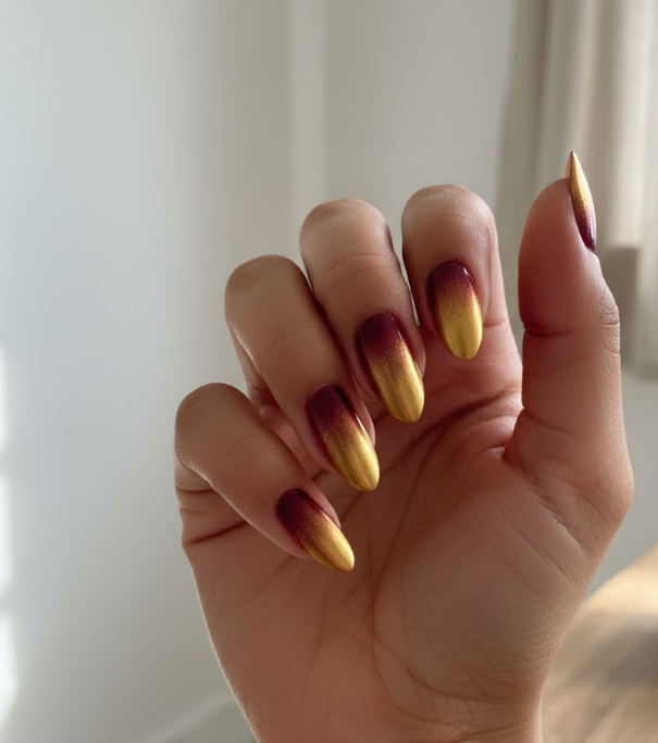 gold ombre nails