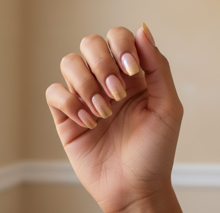 gold ombre nails