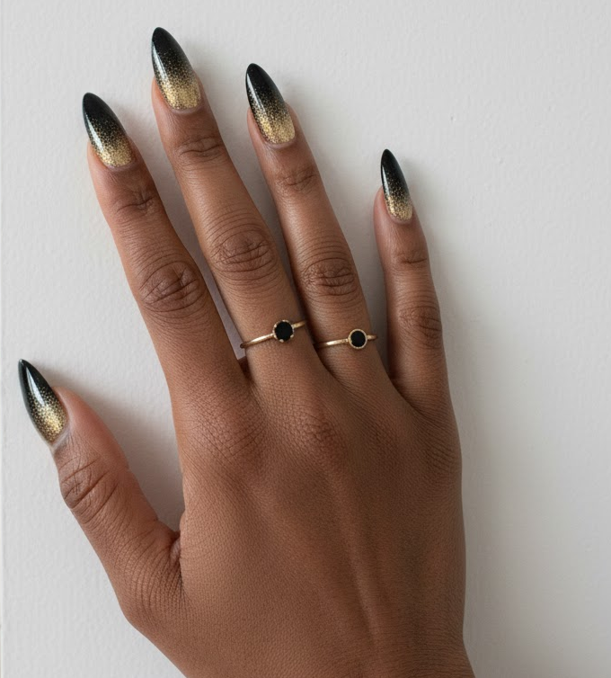 gold ombre nails