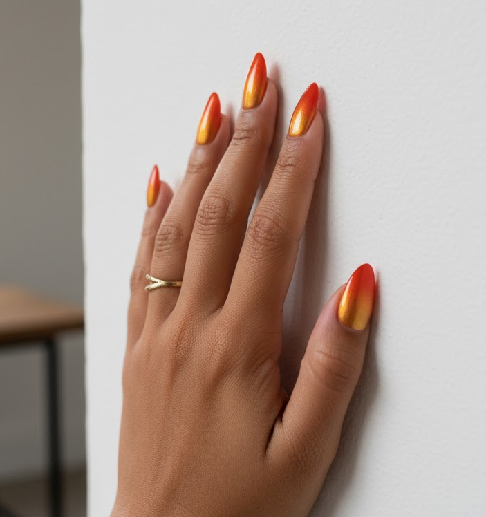 gold ombre nails