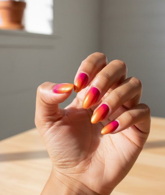 gold ombre nails